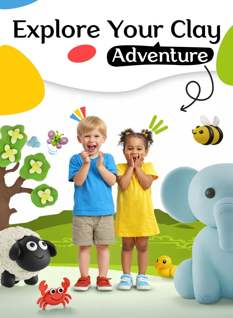 ABJ Clay 48 Colors, Modeling Clay for Kids DIY Starter Kits, Oven Baked Model Clay, Non-Sticky Molding Clay with Sculpting Tools, Gift for Children and Artists (48 Colors) - Image 5